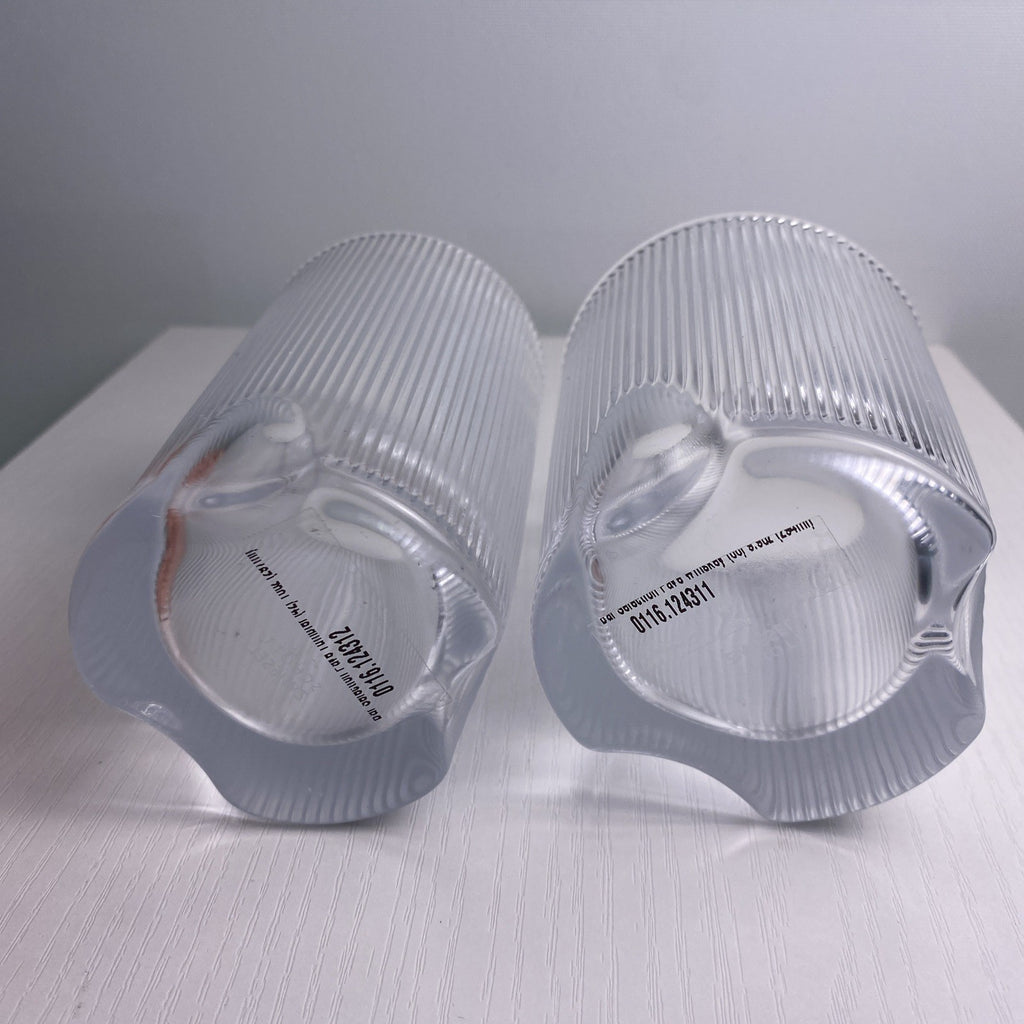 Set of four Schott Zwiesel Bar Selection Fave clear fluted glass tumbler drinking glasses.
