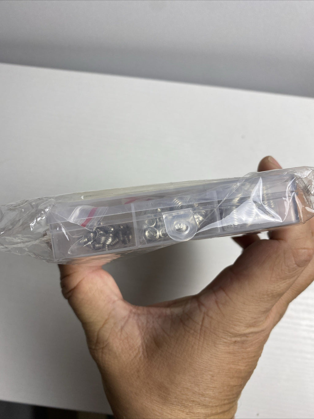 Sealed FIXXELY 240-piece 304 stainless steel metric hex socket grub screw kit in clear organizer case