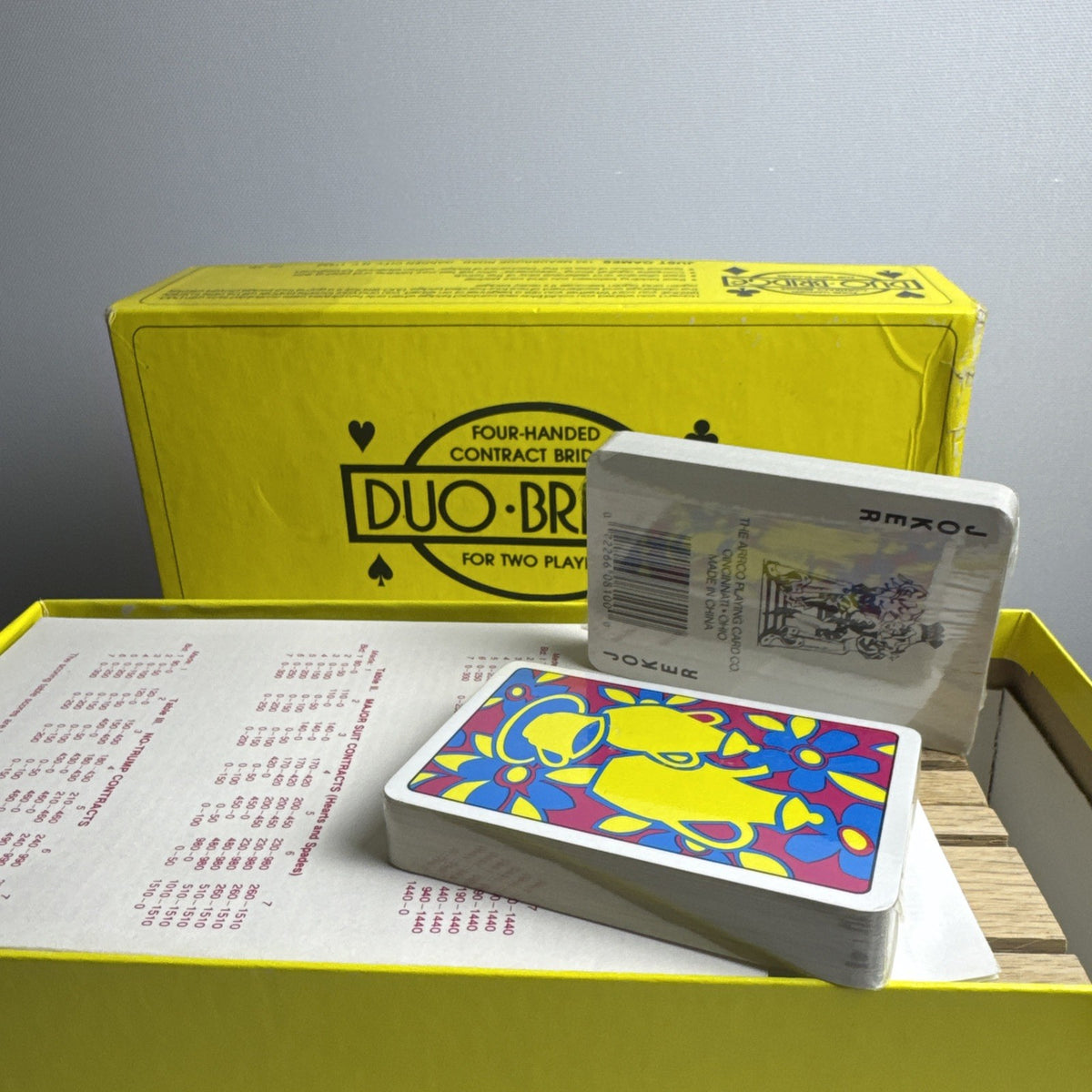 Vintage 1981 Just Games Duo-Bridge two-player card game set with original box and sealed cards