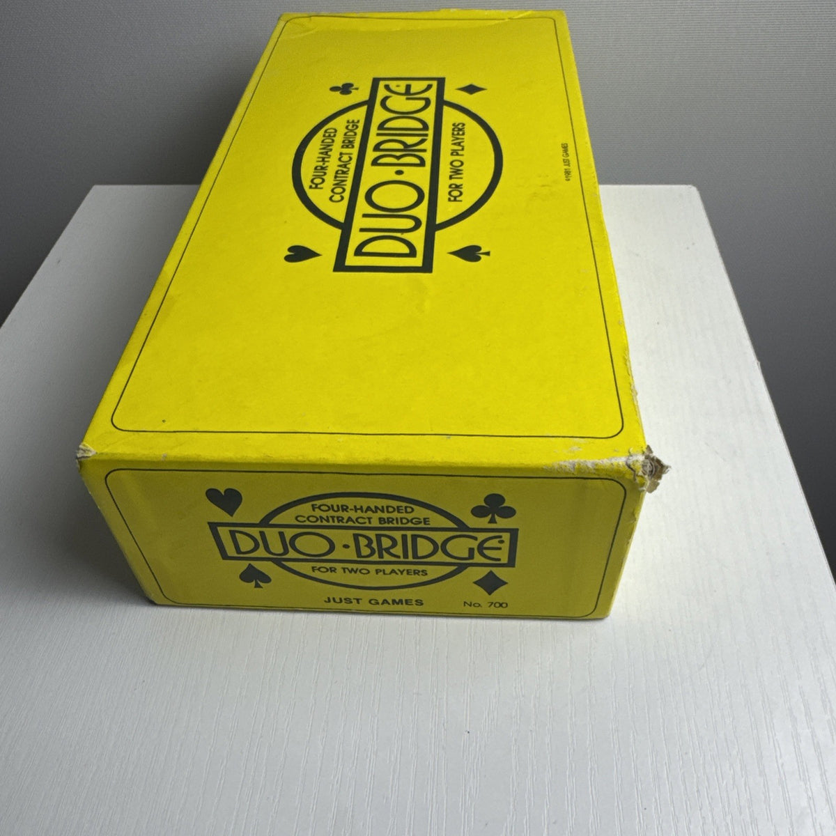 Vintage 1981 Just Games Duo-Bridge two-player card game set with original box and sealed cards