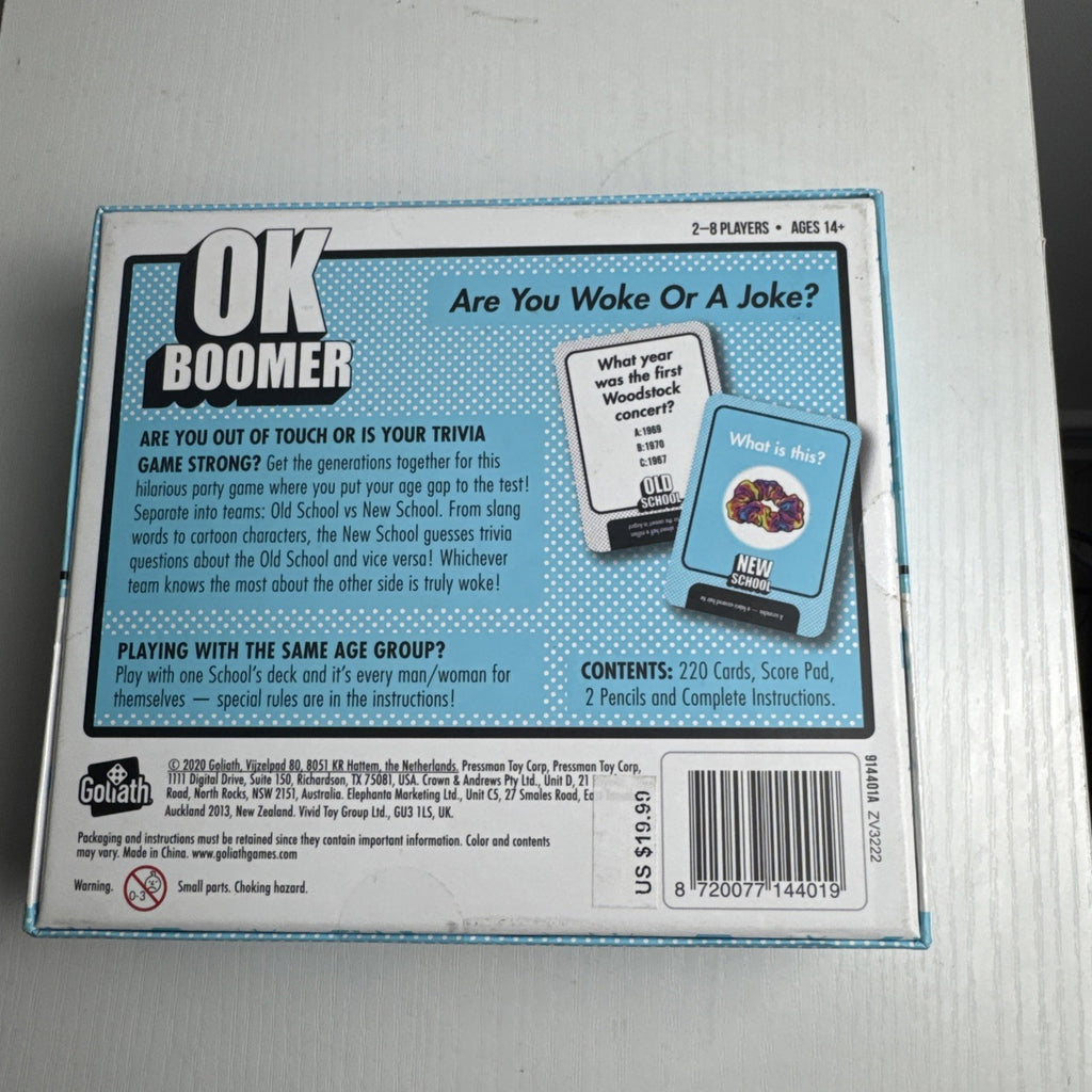Pressman Toy OK Boomer trivia card game in original sealed packaging
