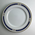Gorham Regalia Court Lapis 7.75-inch bone china salad dessert plate with cobalt blue band and gold trim