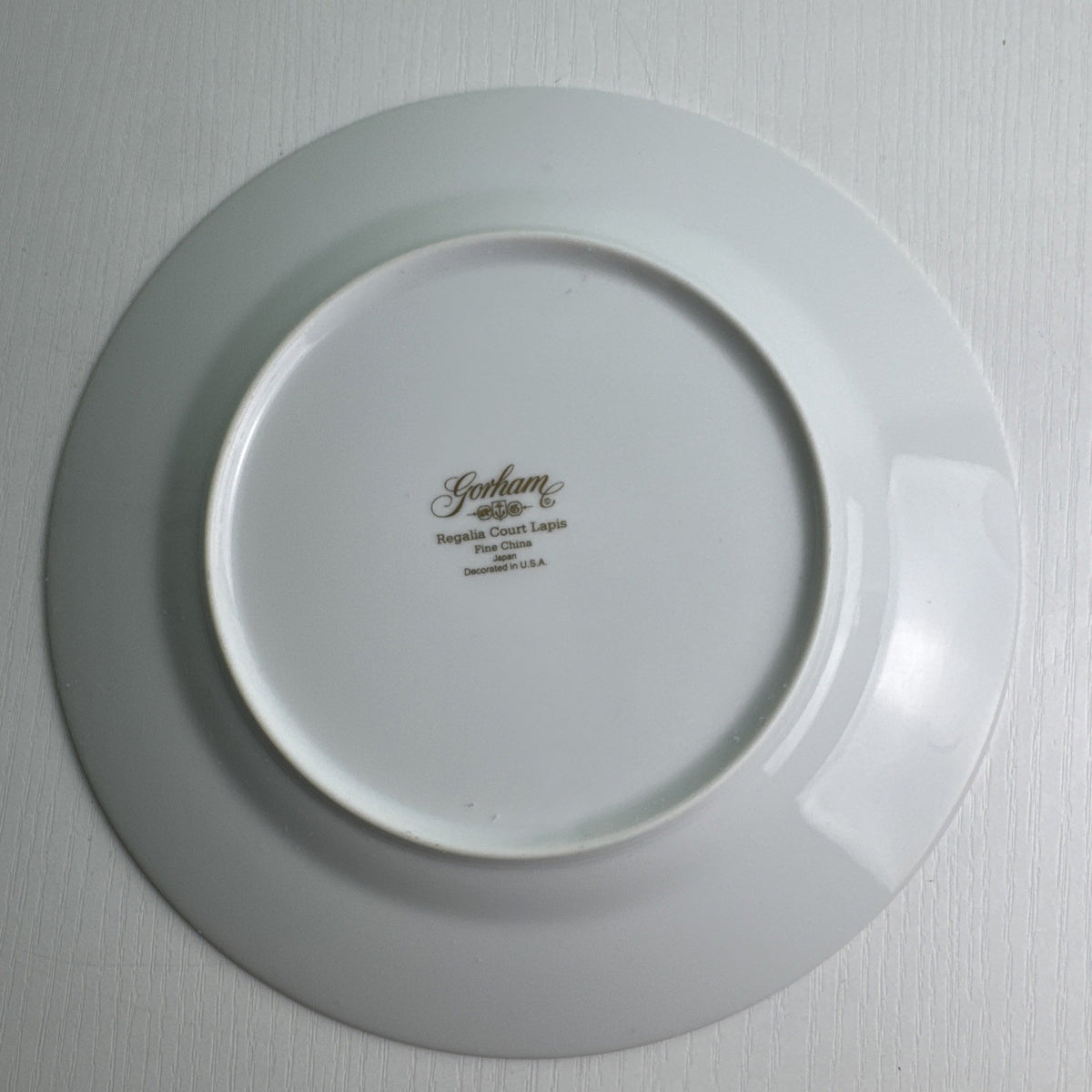 Gorham Regalia Court Lapis 7.75-inch bone china salad dessert plate with cobalt blue band and gold trim