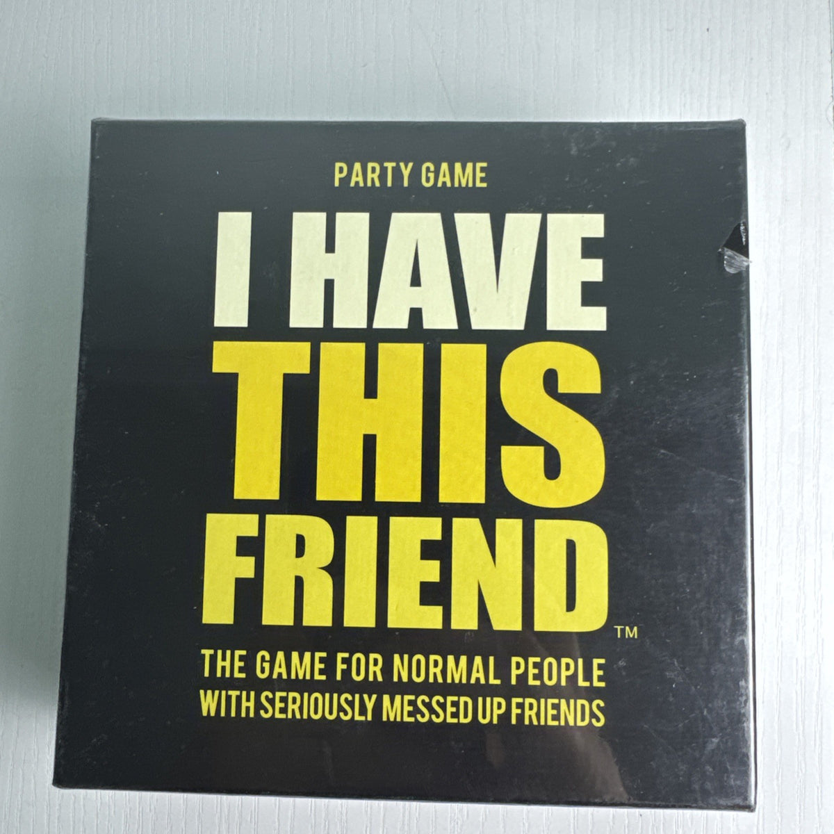 Factory sealed box of Hygge Games I Have This Friend adult party card game