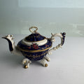 Nini Sahiba cobalt blue resin miniature teapot trinket box with hand-painted 3D floral accents