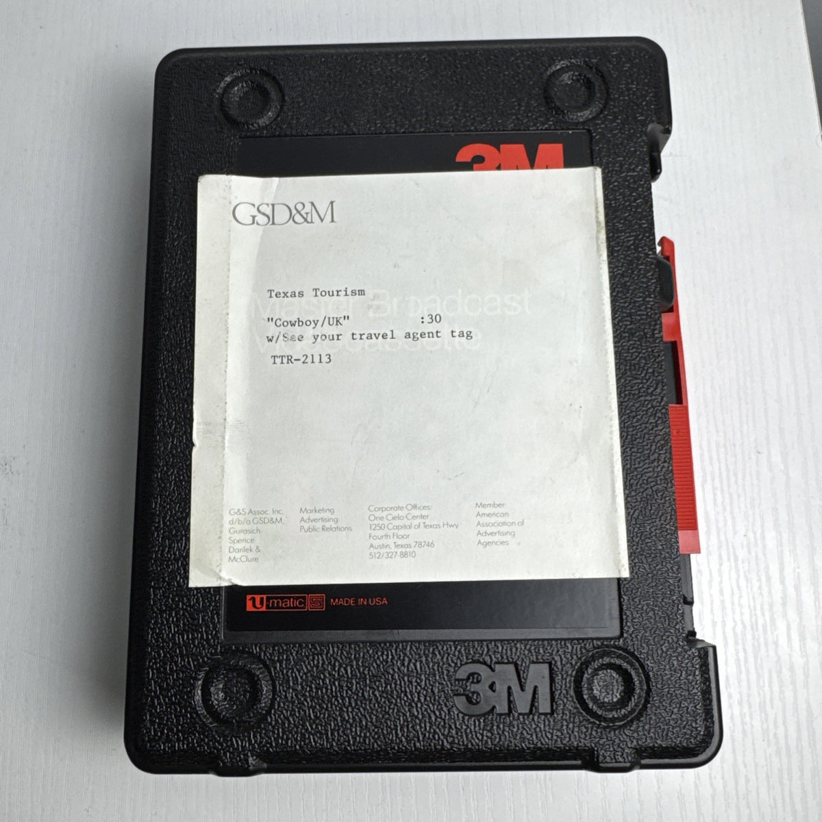 Vintage 3M MBR-S U-Matic S 3/4-inch broadcast videocassette in original black clamshell case
