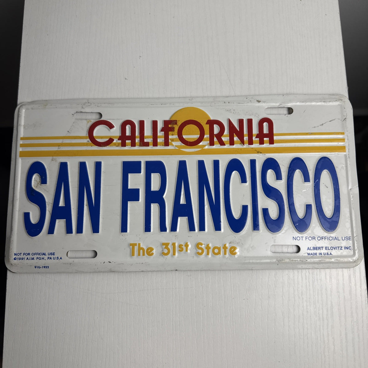 Albert Elovitz embossed metal vintage San Francisco souvenir booster license plates set of 2