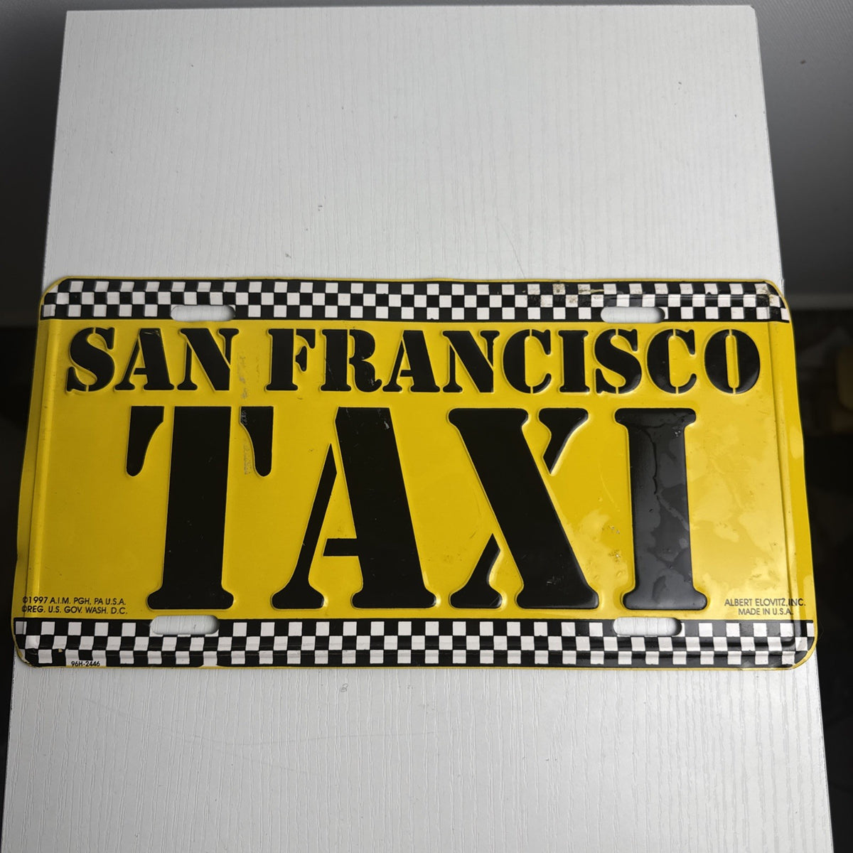 Albert Elovitz embossed metal vintage San Francisco souvenir booster license plates set of 2