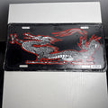 Chroma Graphics embossed metal Asian dragon vanity license plate in black, red, and white