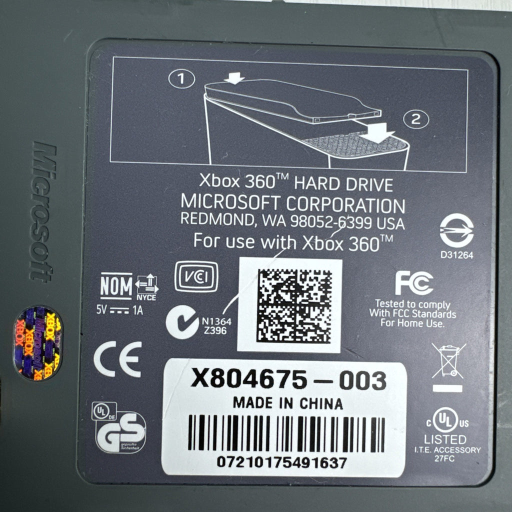 Microsoft Xbox 360 20GB external hard drive in gray for original fat console