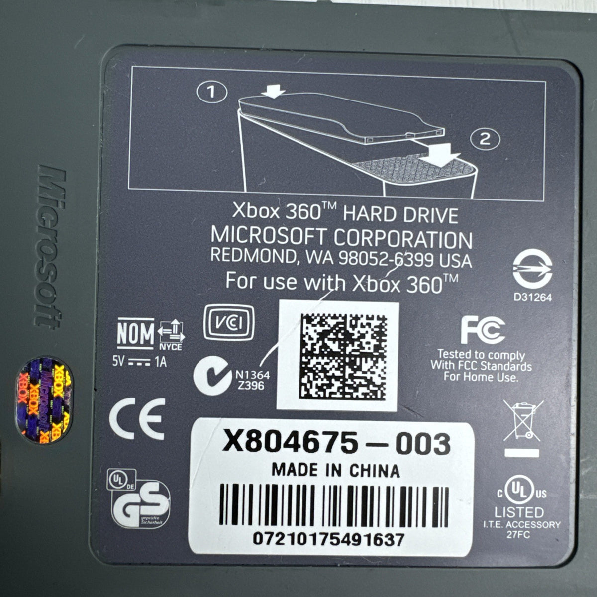 Microsoft Xbox 360 20GB external hard drive in gray for original fat console