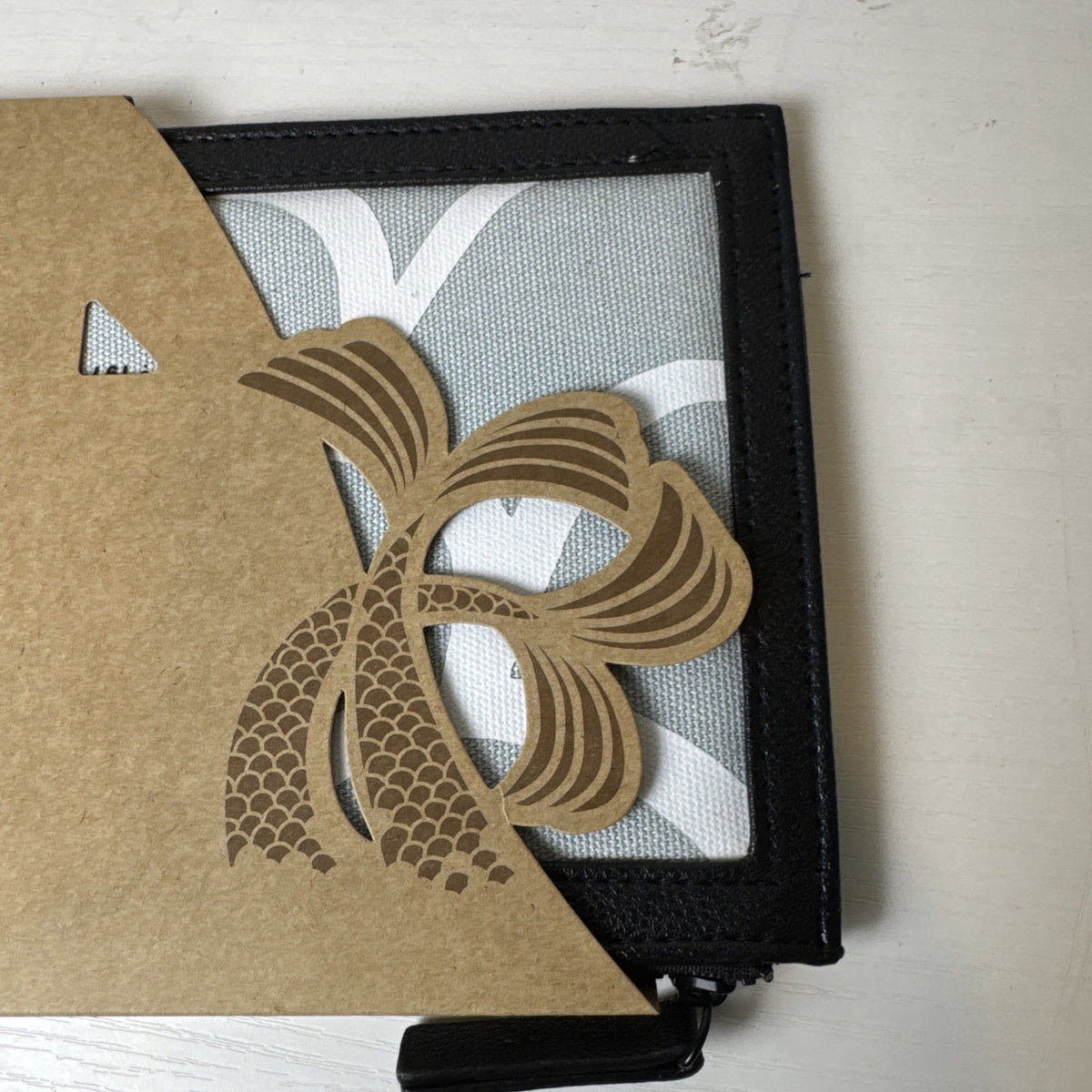 Starbucks 2020 China Exclusive Mermaid Gold Star black patterned canvas and leatherette organizer clutch bag.