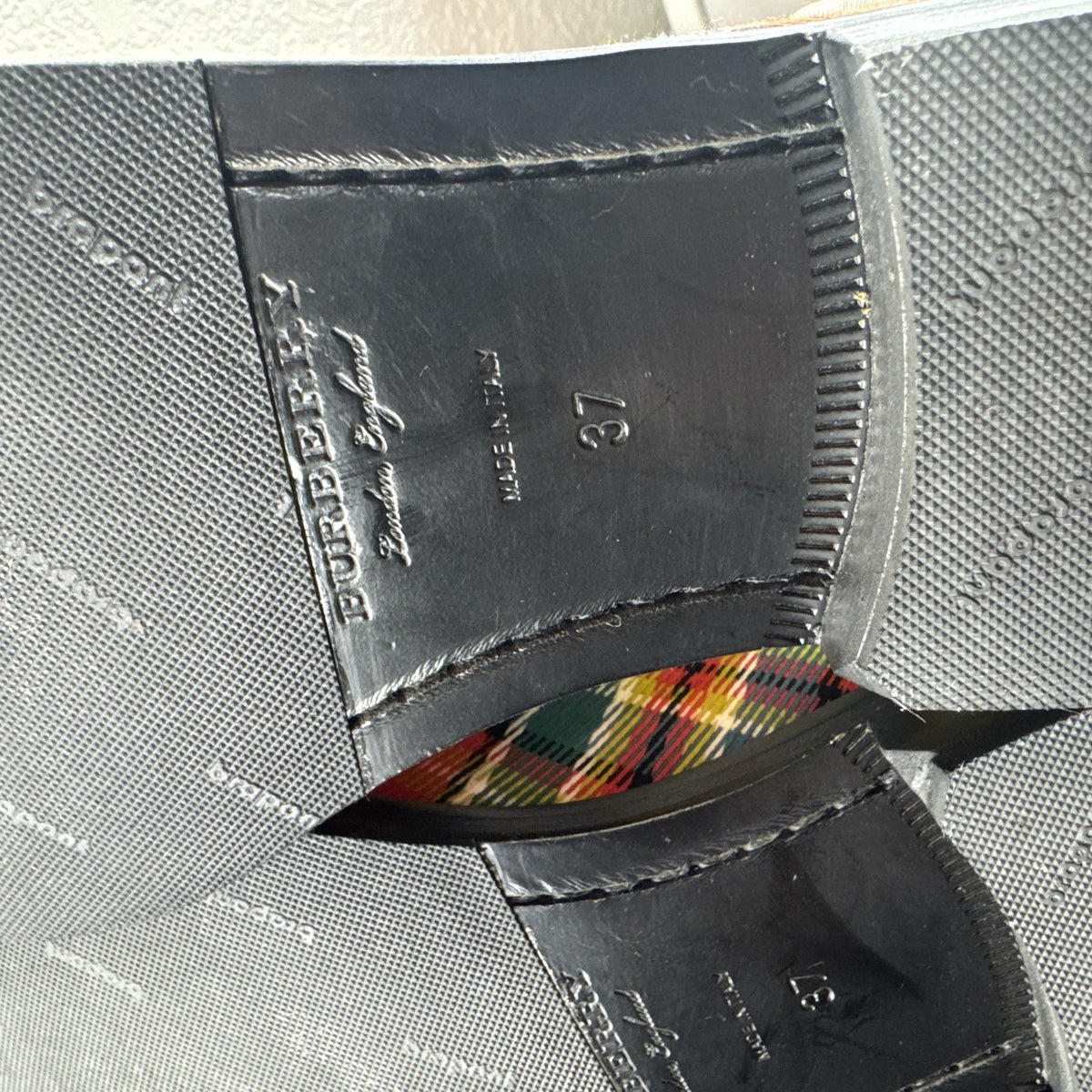 Burberry Bedmont Poppy Orange tartan canvas penny loafers with lug soles in size US 7 EU 37