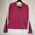 Nike Women's XL lightweight pink full-zip hoodie featuring raglan sleeves and hood.