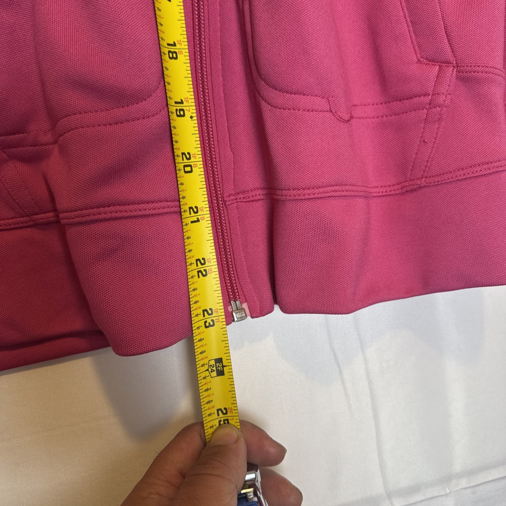 Nike Women's XL lightweight pink full-zip hoodie featuring raglan sleeves and hood.