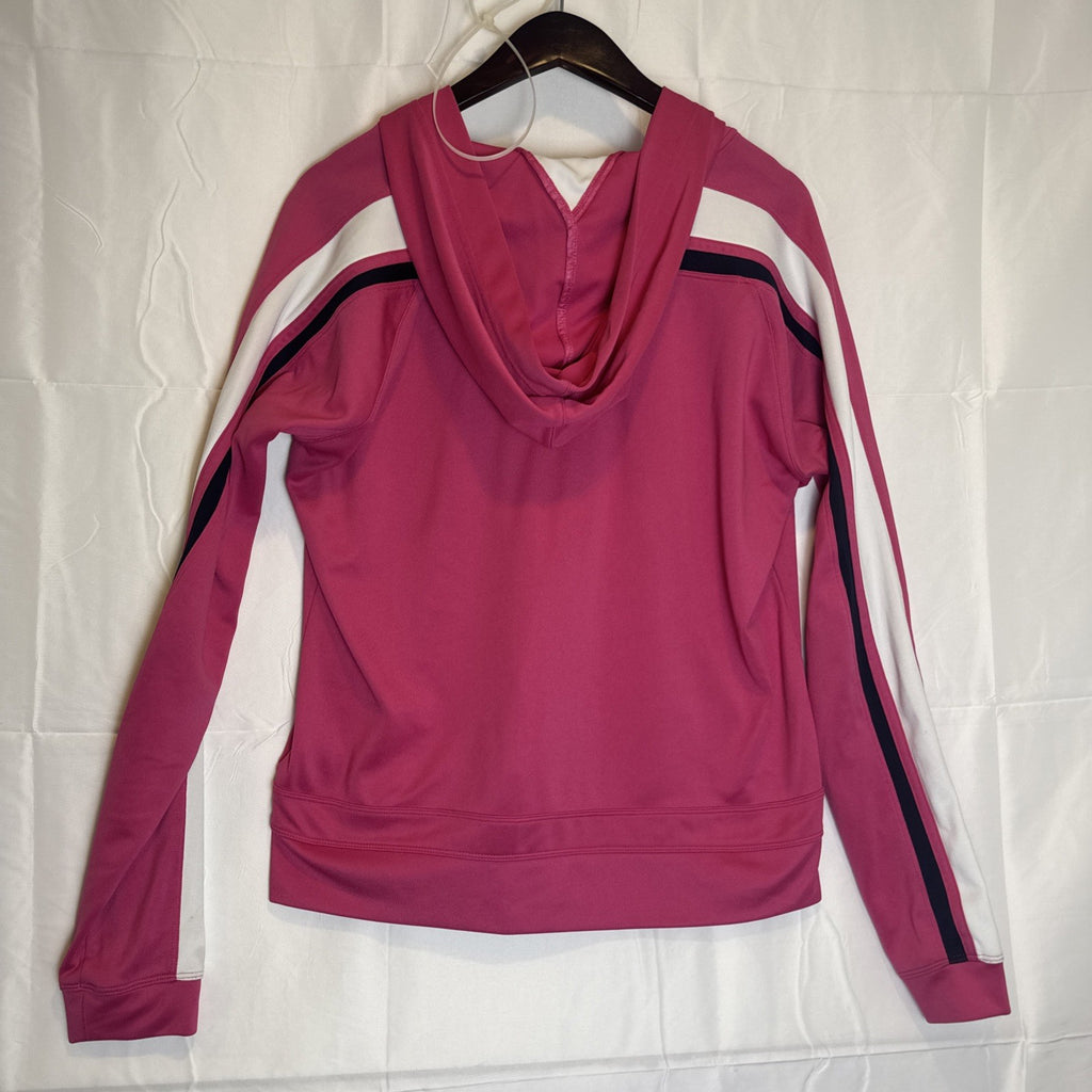 Nike Women's XL lightweight pink full-zip hoodie featuring raglan sleeves and hood.
