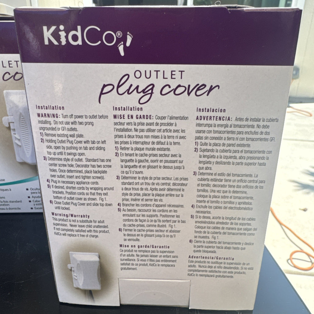 Set of 5 white KidCo S211 outlet plug covers and electrical cord shorteners for child safety baby proofing