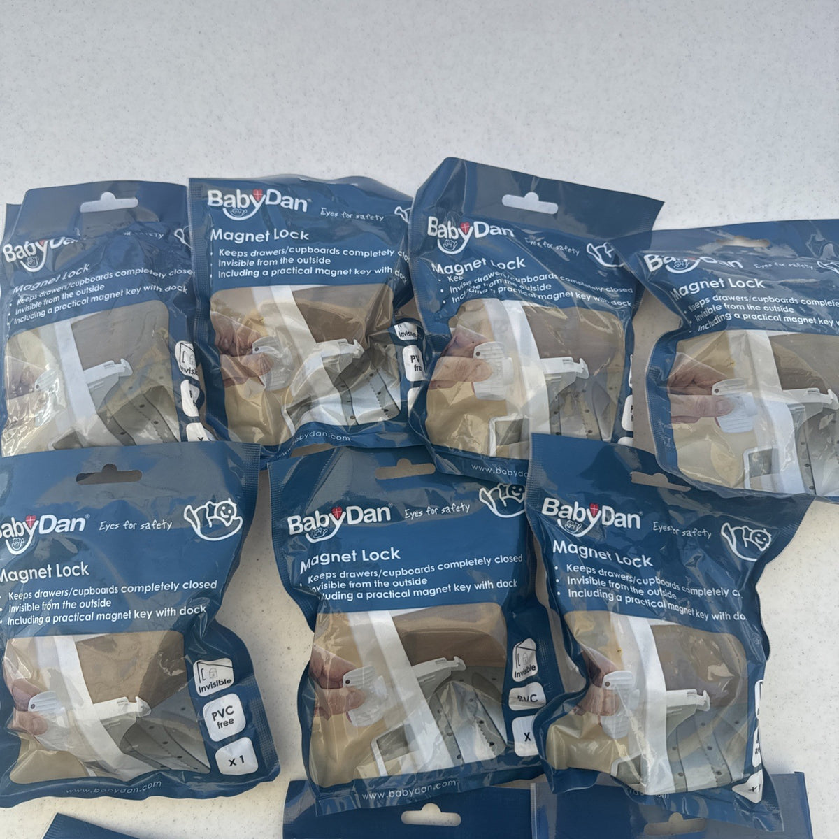 BabyDan Magnetic Cabinet Locks and Adhesive Safety Latches 10 Pack Brand New