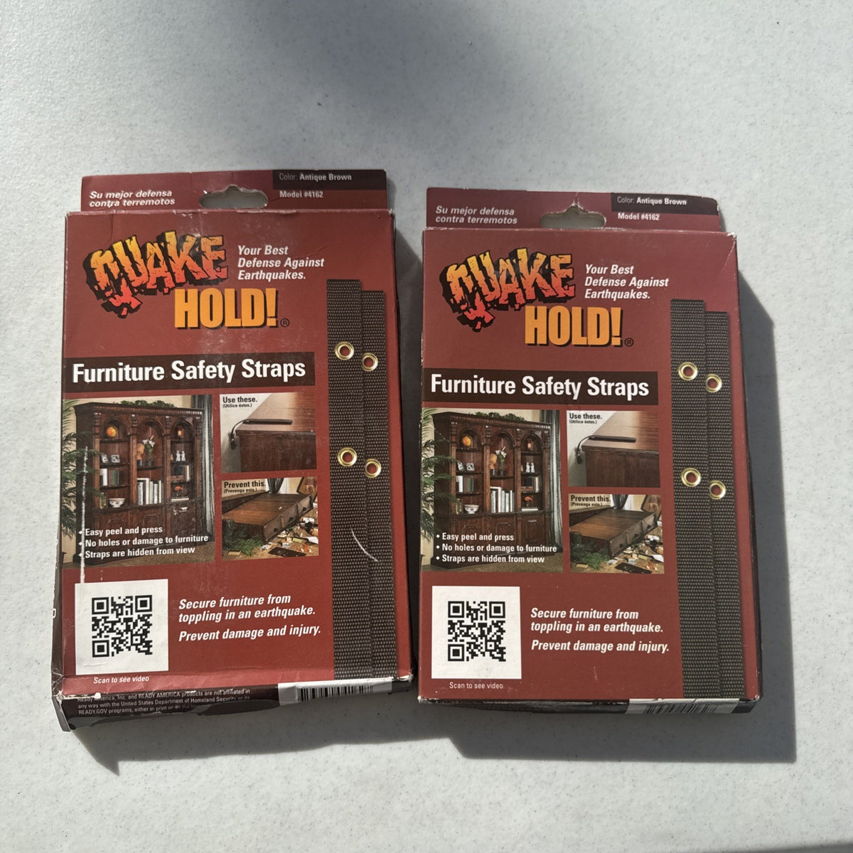 Quake Hold Model 4162 furniture safety straps set of 2 brand new in package