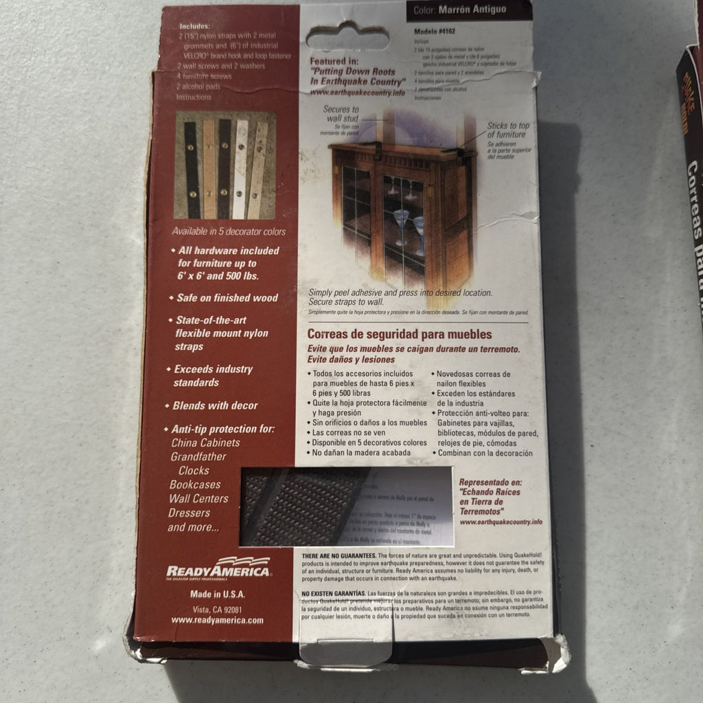 Quake Hold Model 4162 furniture safety straps set of 2 brand new in package