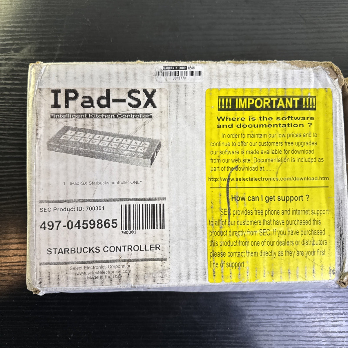 SEC Oasys IPad-SX kitchen display bump bar controller in open box condition with power supply and original box