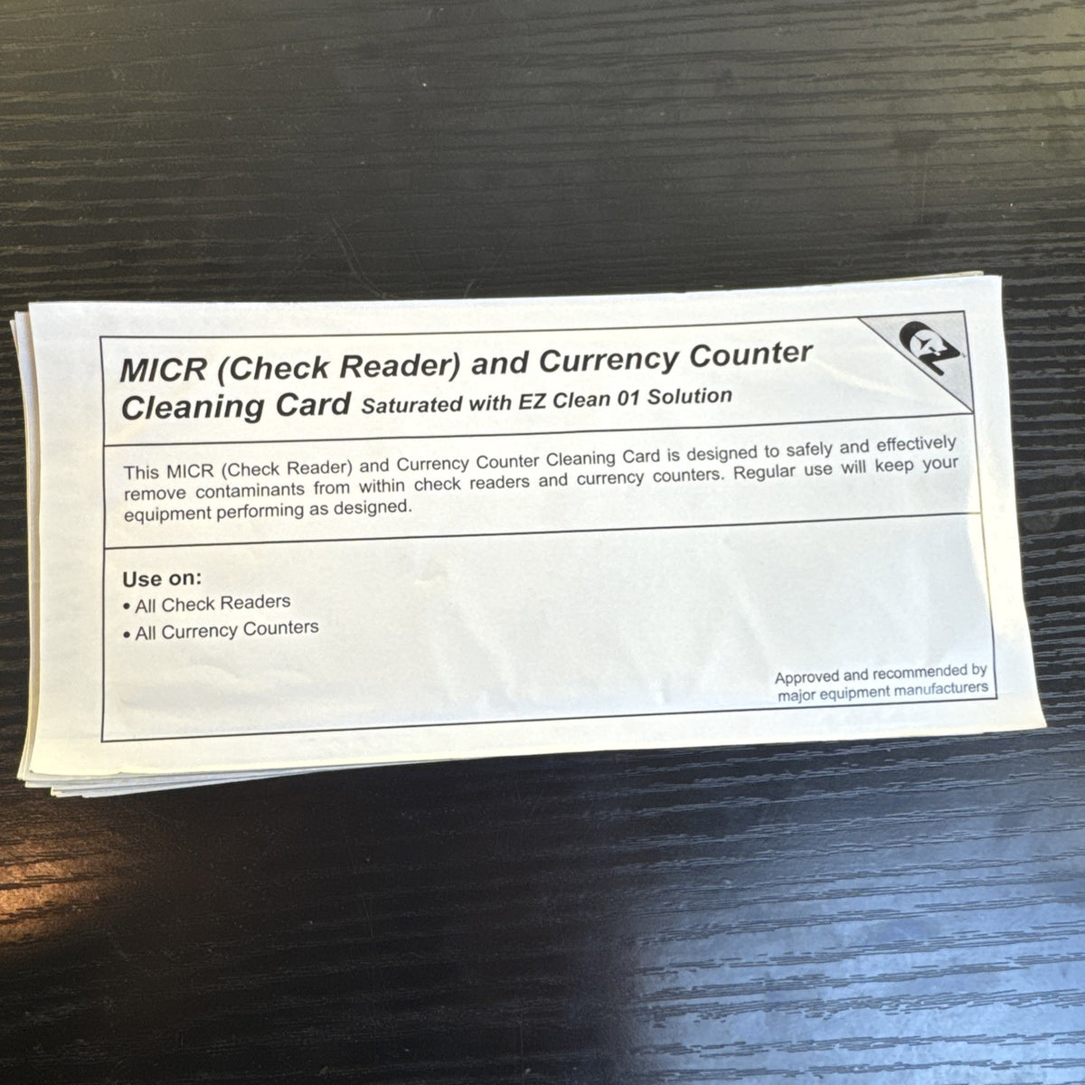 Kicteam EZ Clean 01 MICR check reader and currency counter cleaning cards 24 pack individually sealed