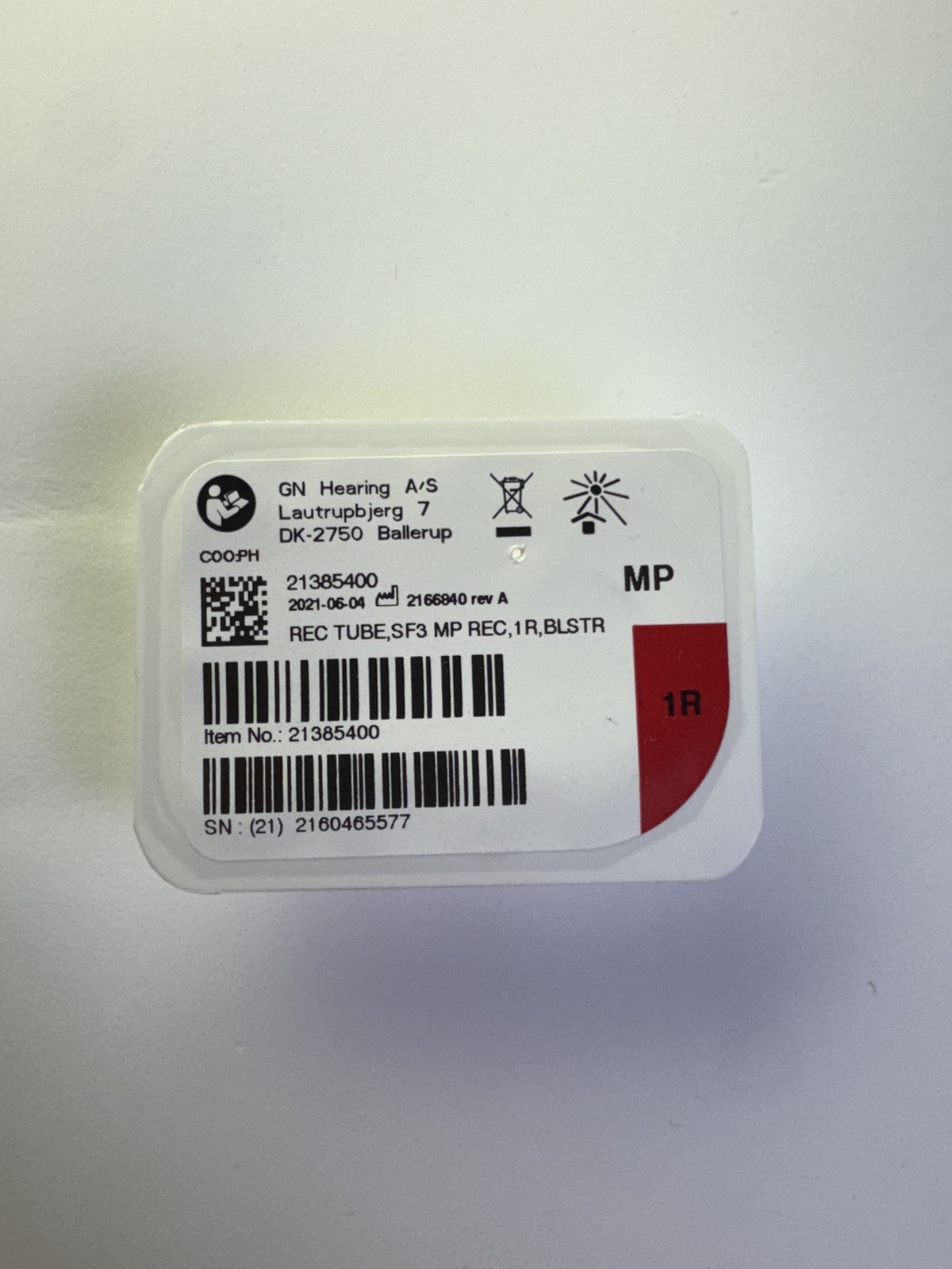 GN Hearing SureFit 3 Medium Power Receiver speaker wire in size 1 Right for ReSound and Jabra hearing aids.