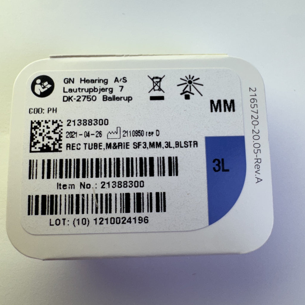 Brand new GN Hearing ReSound ONE M&RIE medium power receiver unit in Size 3 Left sealed packaging.