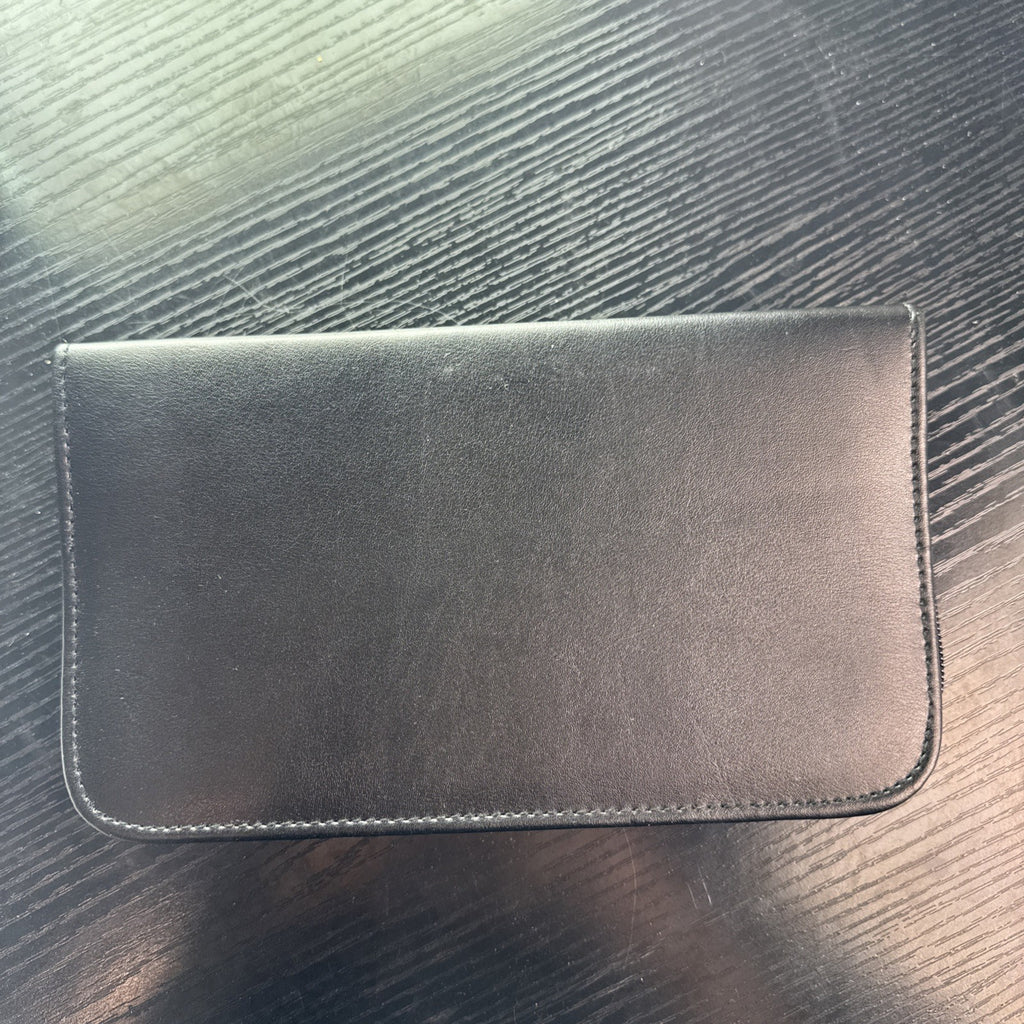 Black Beltone faux leather zip-around organizer case with interior pockets and elastic loops