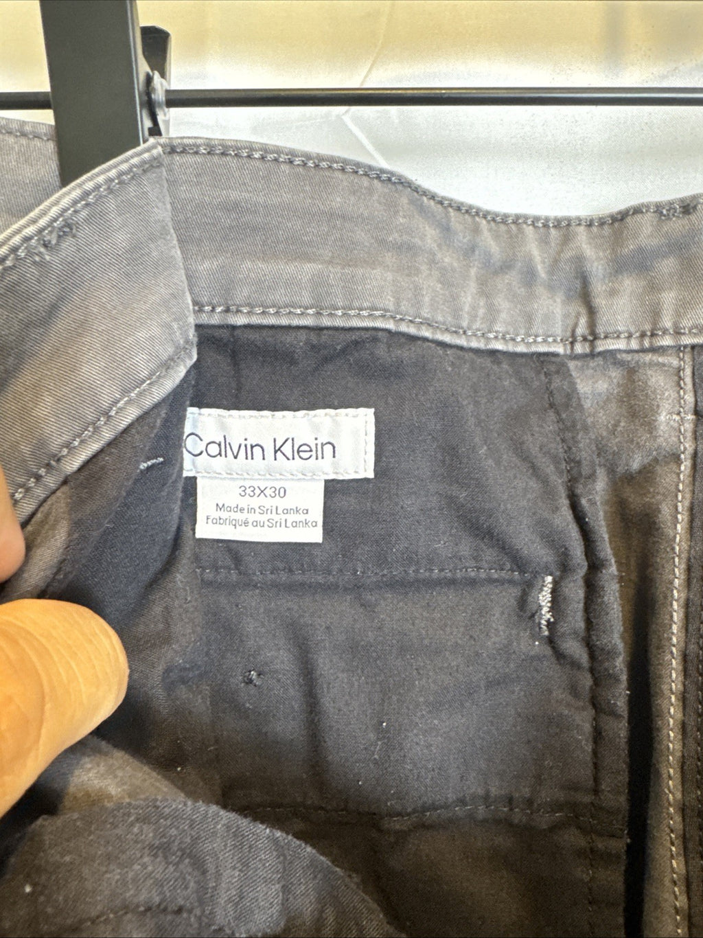 Calvin Klein men's contractor straight leg pants in black and gray, size 34x29.