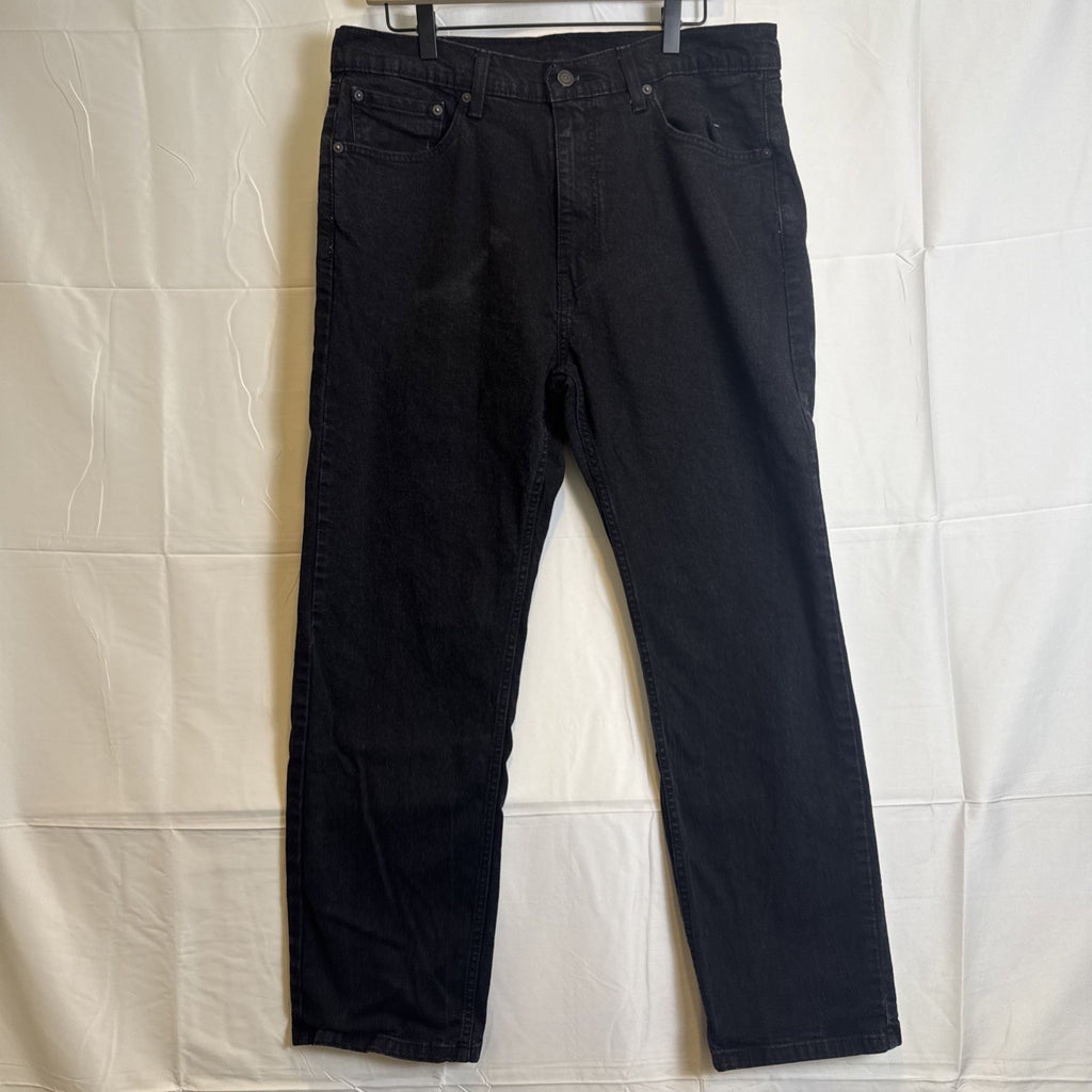 Levi's 505 men's slim straight black denim jeans size 34x27 in good pre-owned condition