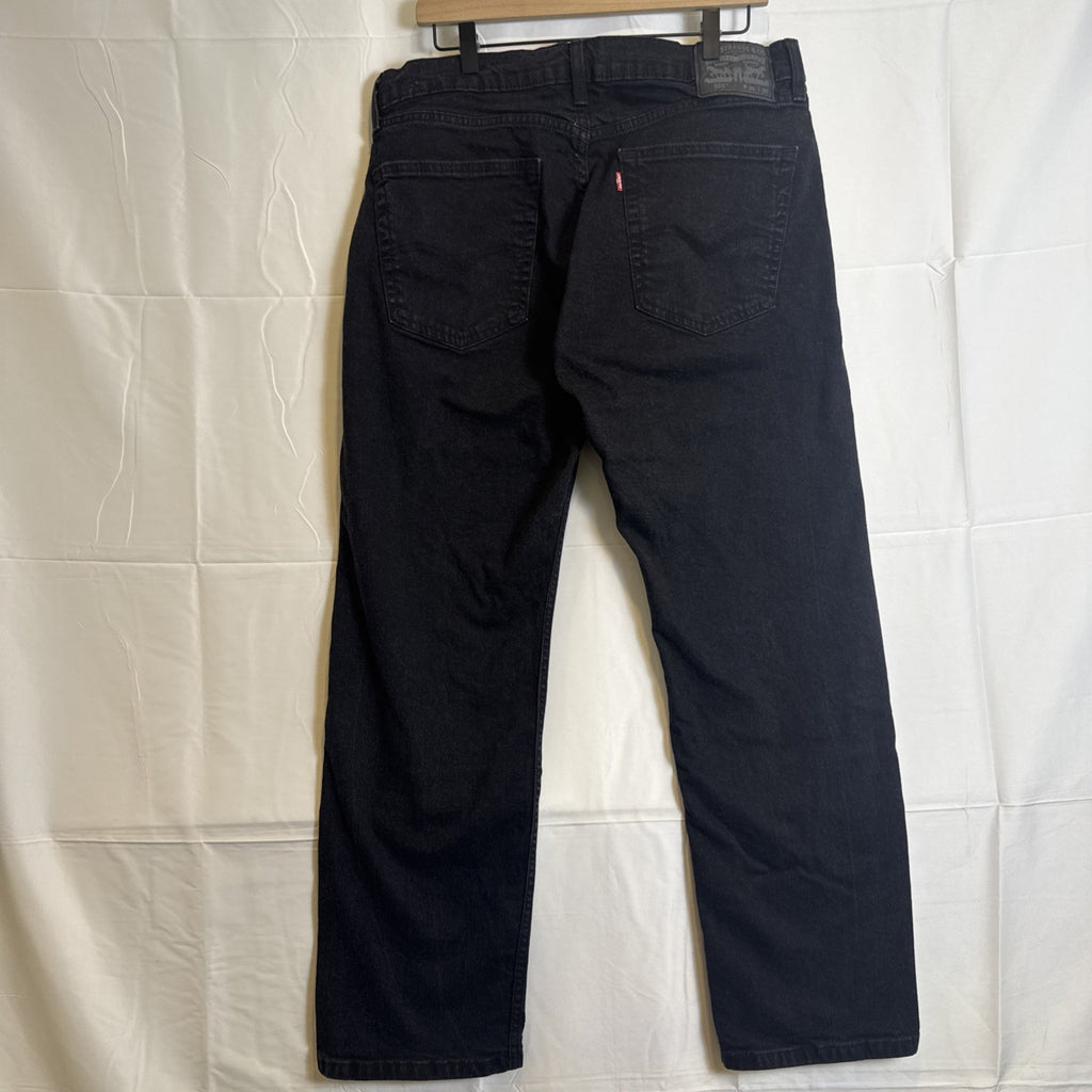 Levi's 505 men's slim straight black denim jeans size 34x27 in good pre-owned condition