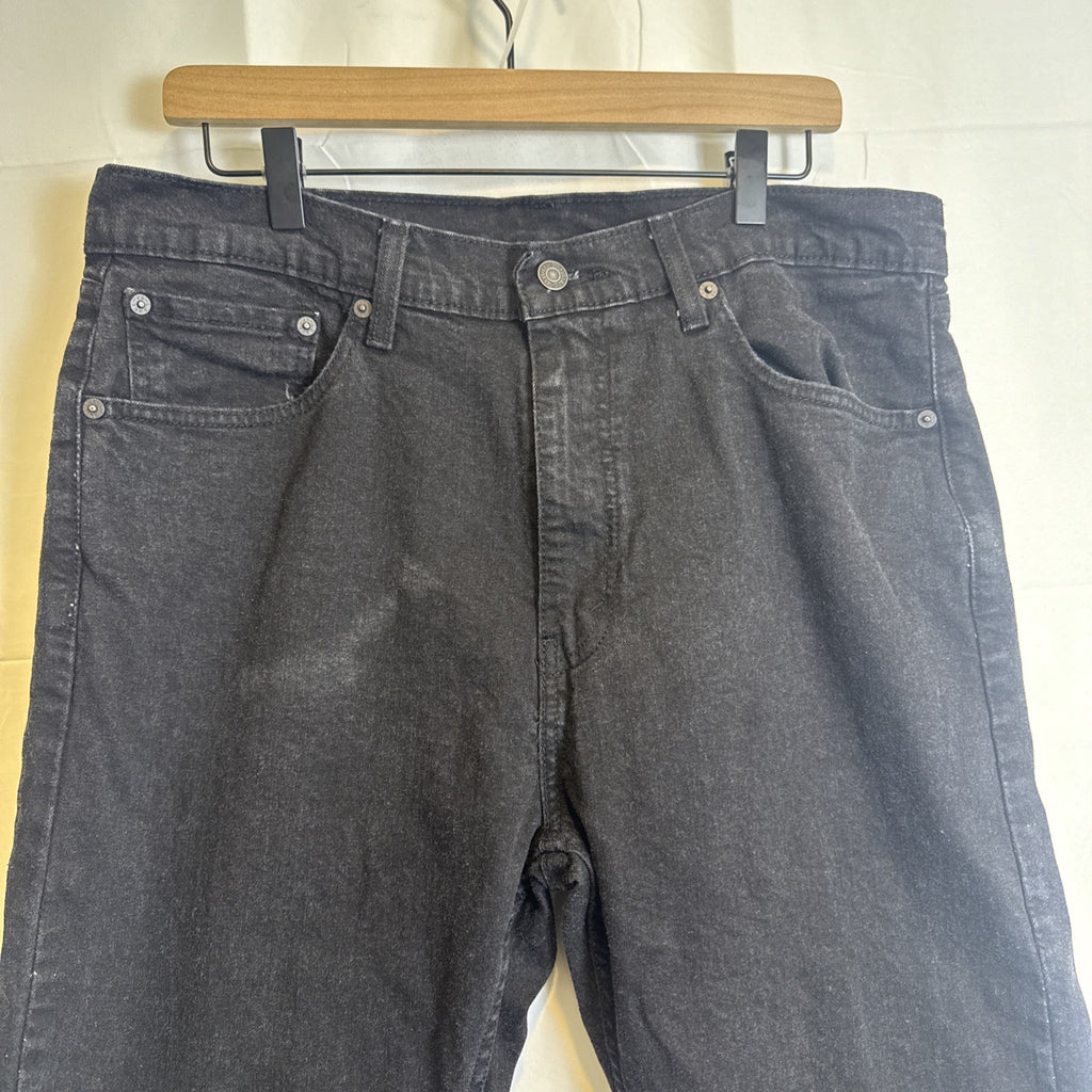 Levi's 505 men's slim straight black denim jeans size 34x27 in good pre-owned condition