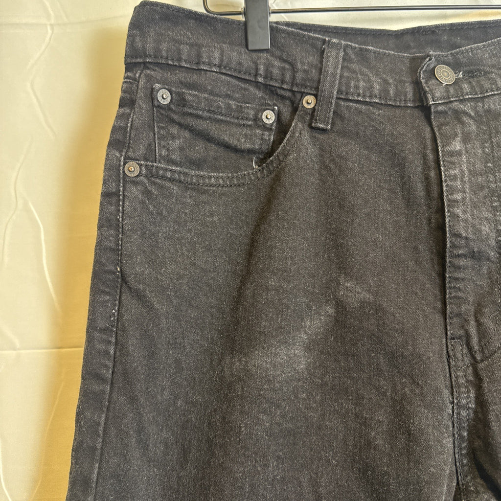 Levi's 505 men's slim straight black denim jeans size 34x27 in good pre-owned condition