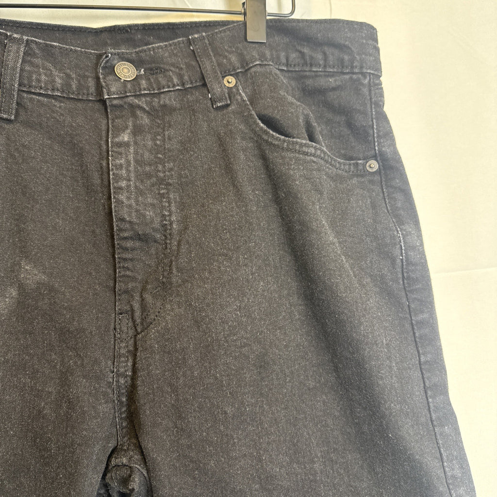 Levi's 505 men's slim straight black denim jeans size 34x27 in good pre-owned condition