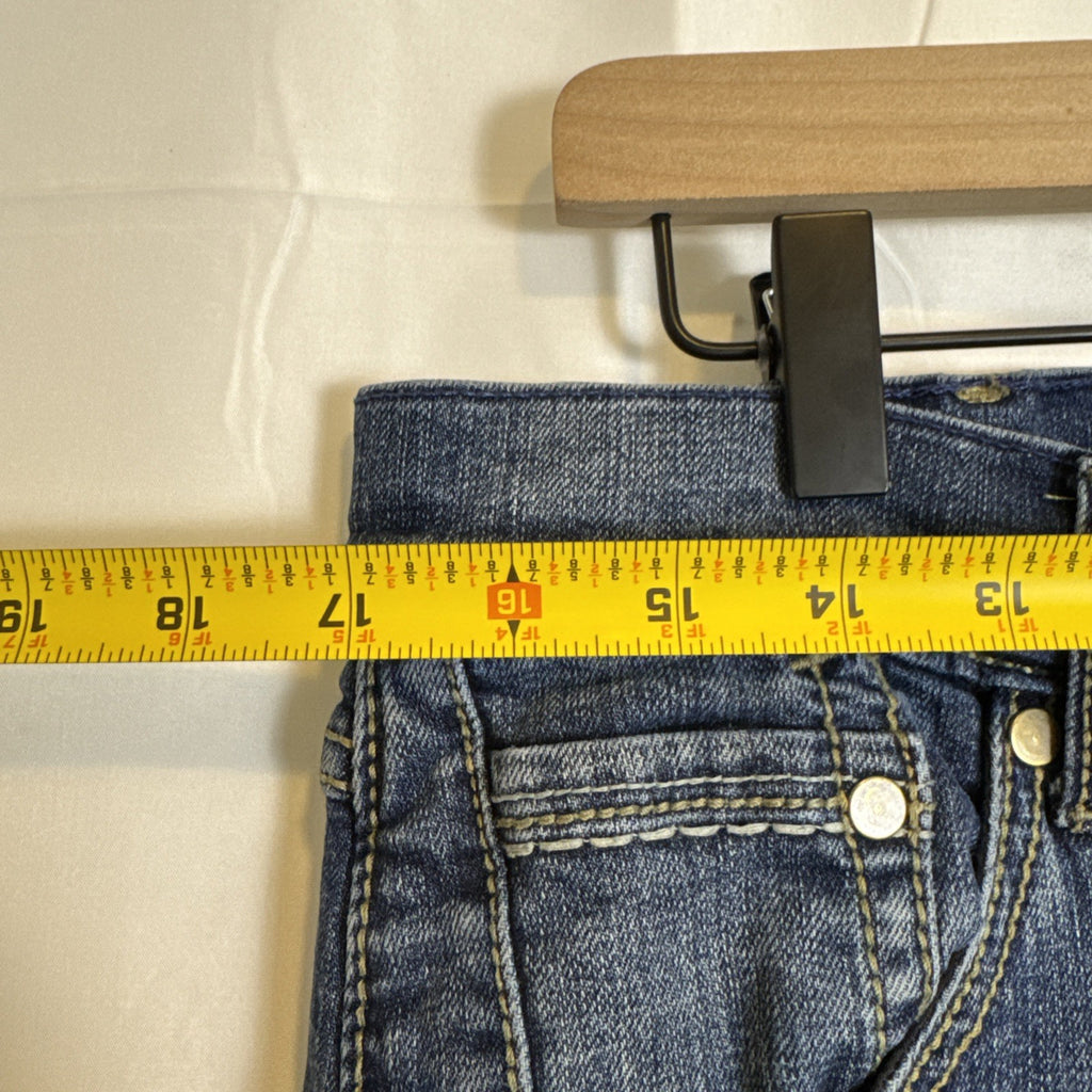 Wrangler Retro slim bootcut men's denim blue jeans in size 34x27 with medium wash