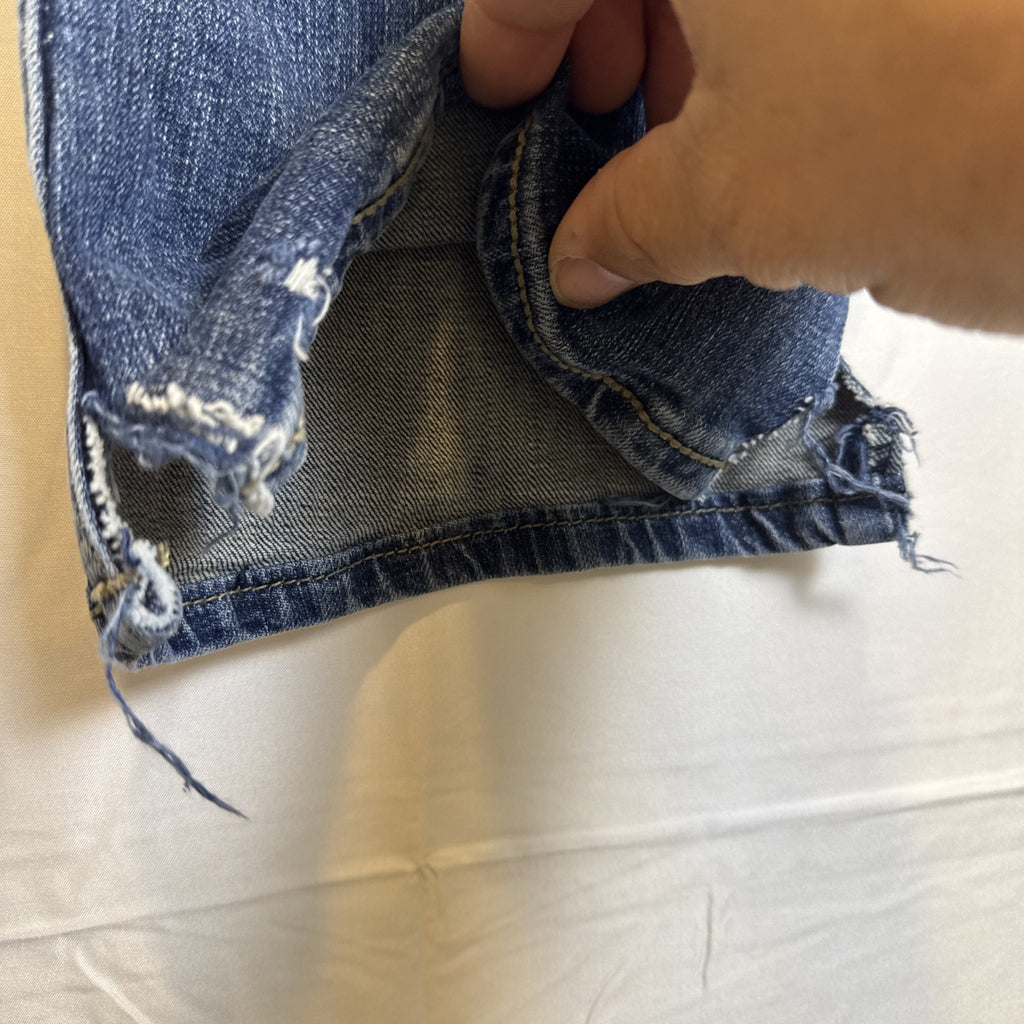 Wrangler Retro slim bootcut men's denim blue jeans in size 34x27 with medium wash