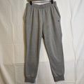 Champion men's gray cotton blend fleece sweatpants in size Large with drawstring elastic waist and logo.