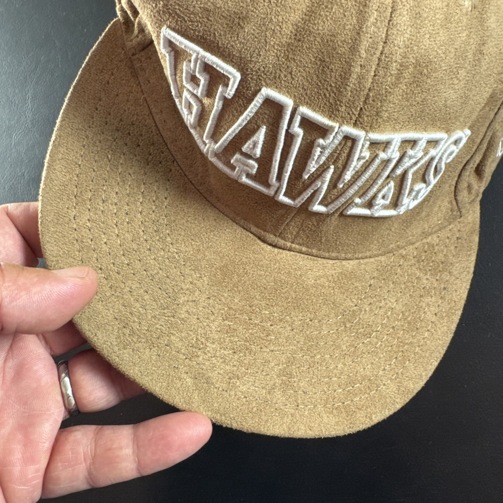Tan Atlanta Hawks NBA basketball snapback hat featuring the embroidered team logo