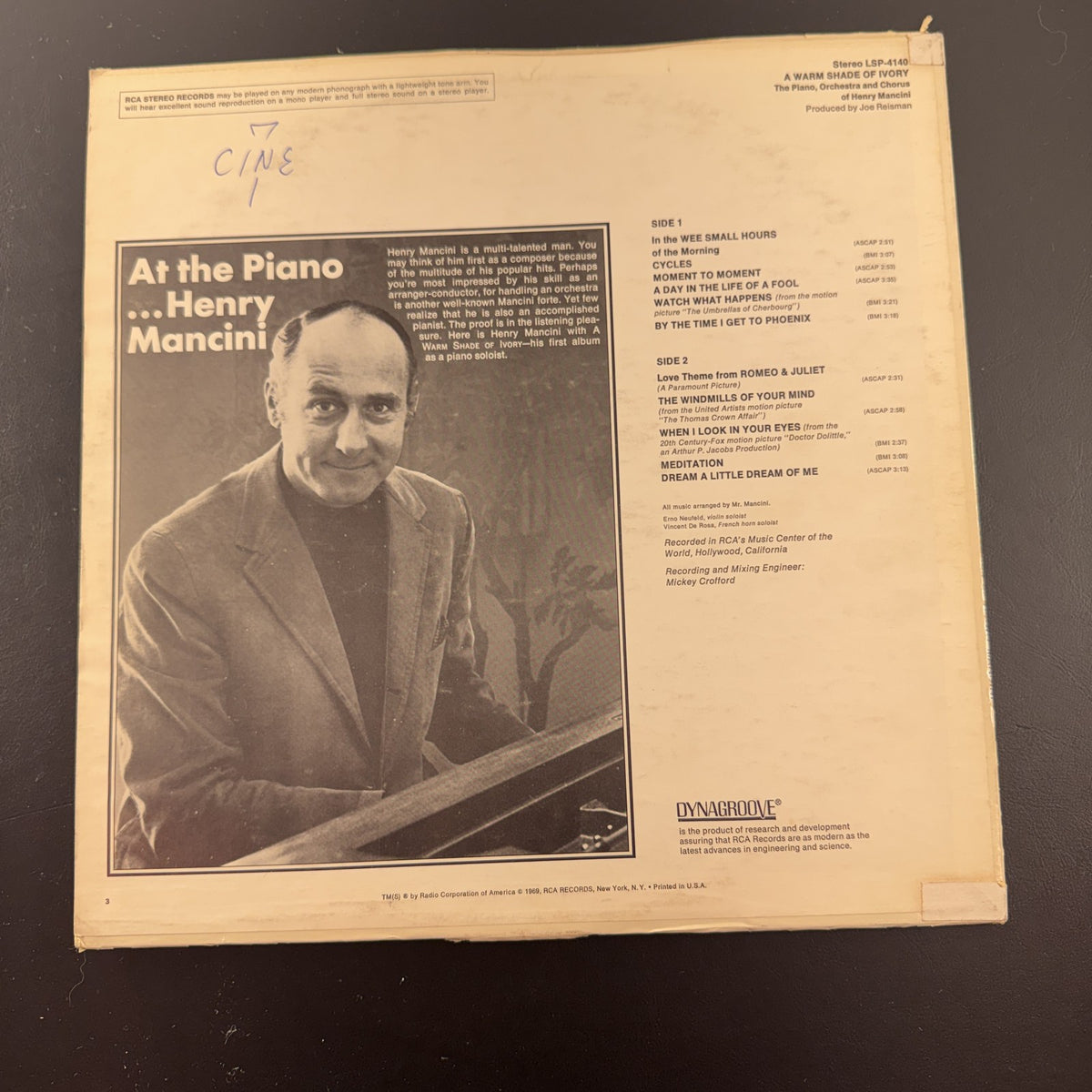Henry Mancini A Warm Shade of Ivory 12-inch vinyl LP record on RCA Victor label