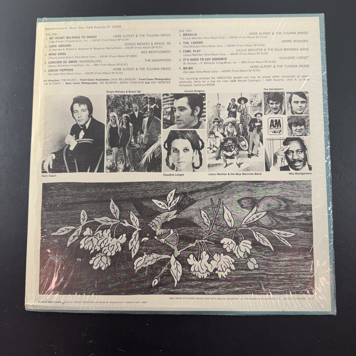 1968 Music Box A&M Records vinyl LP album cover featuring Herb Alpert, Sergio Mendes, and Wes Montgomery.