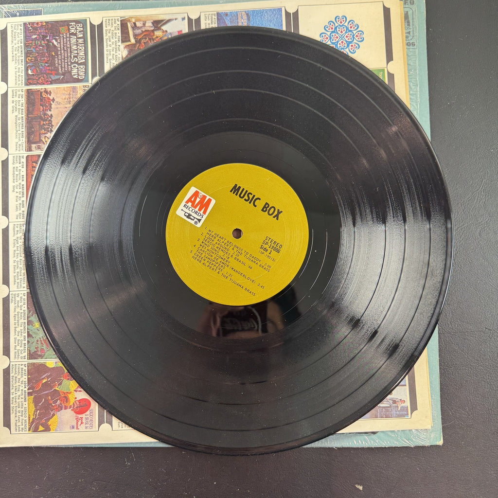 1968 Music Box A&M Records vinyl LP album cover featuring Herb Alpert, Sergio Mendes, and Wes Montgomery.