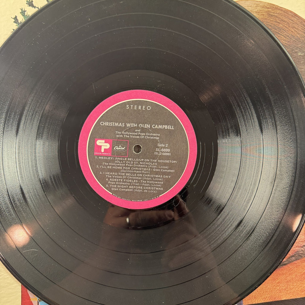 Glen Campbell Christmas With Glen Campbell 12 inch vinyl record LP album cover, 1971 stereo release