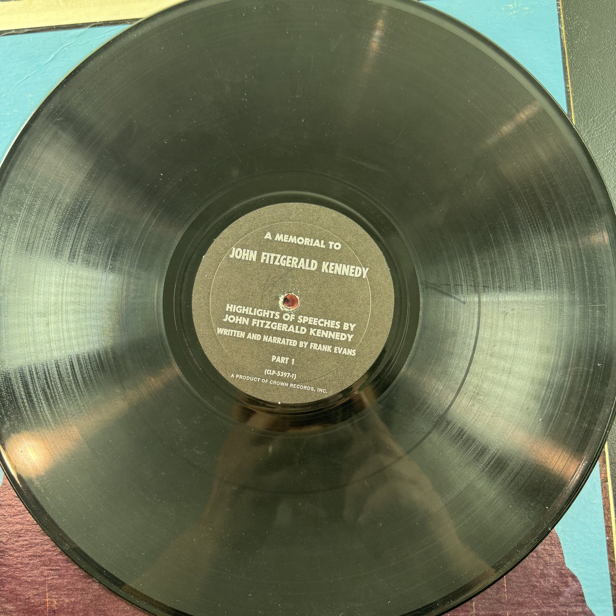 1963 John F. Kennedy Memorial Speeches 12-inch vinyl LP record on Crown Records