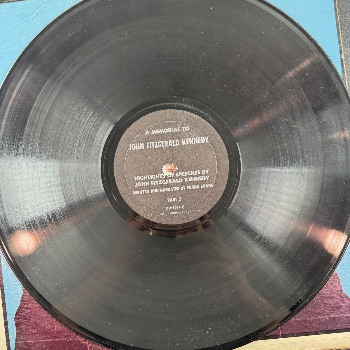1963 John F. Kennedy Memorial Speeches 12-inch vinyl LP record on Crown Records