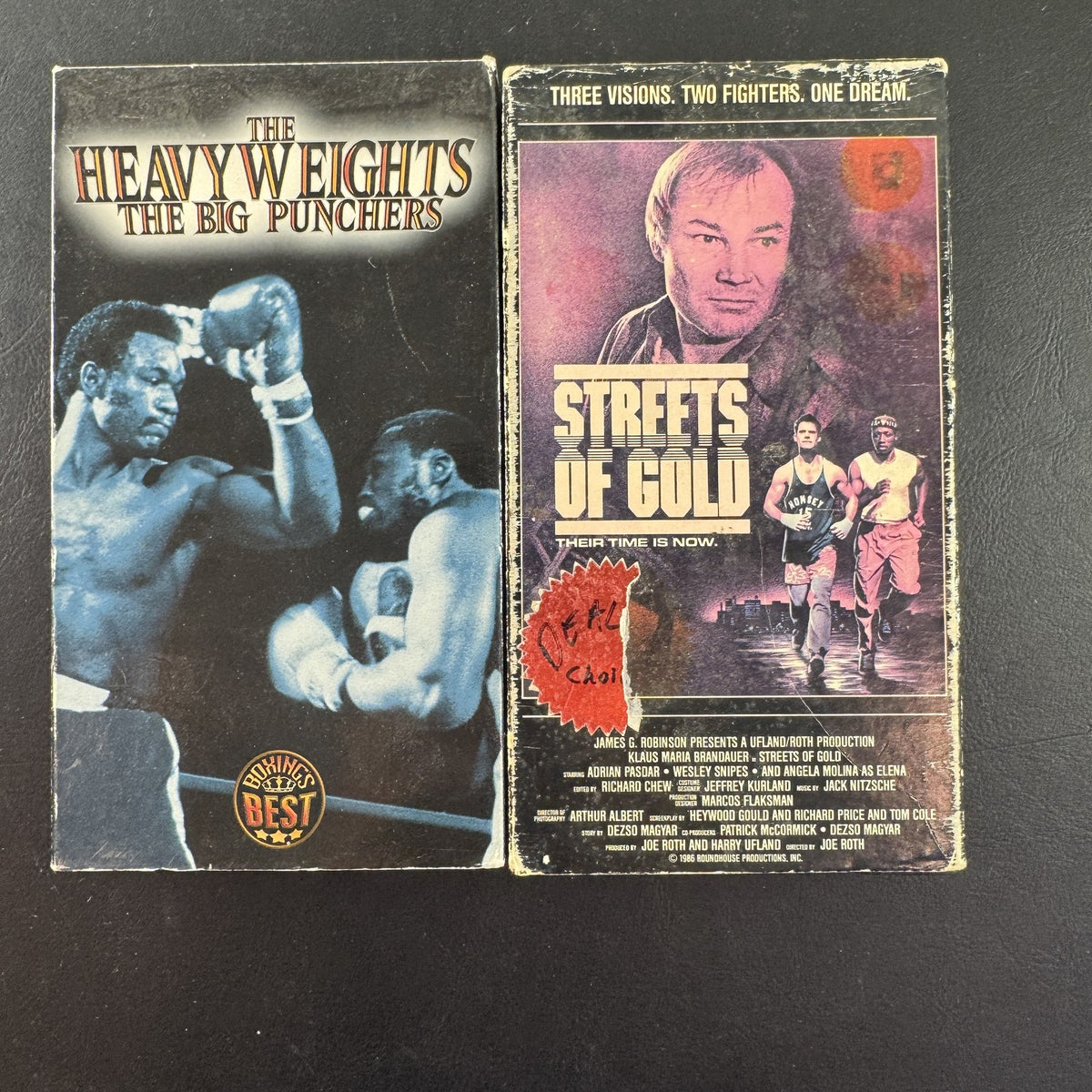 Lot of 2 vintage boxing VHS tapes featuring Streets of Gold and HBO Sports The Heavyweights Big Punchers.