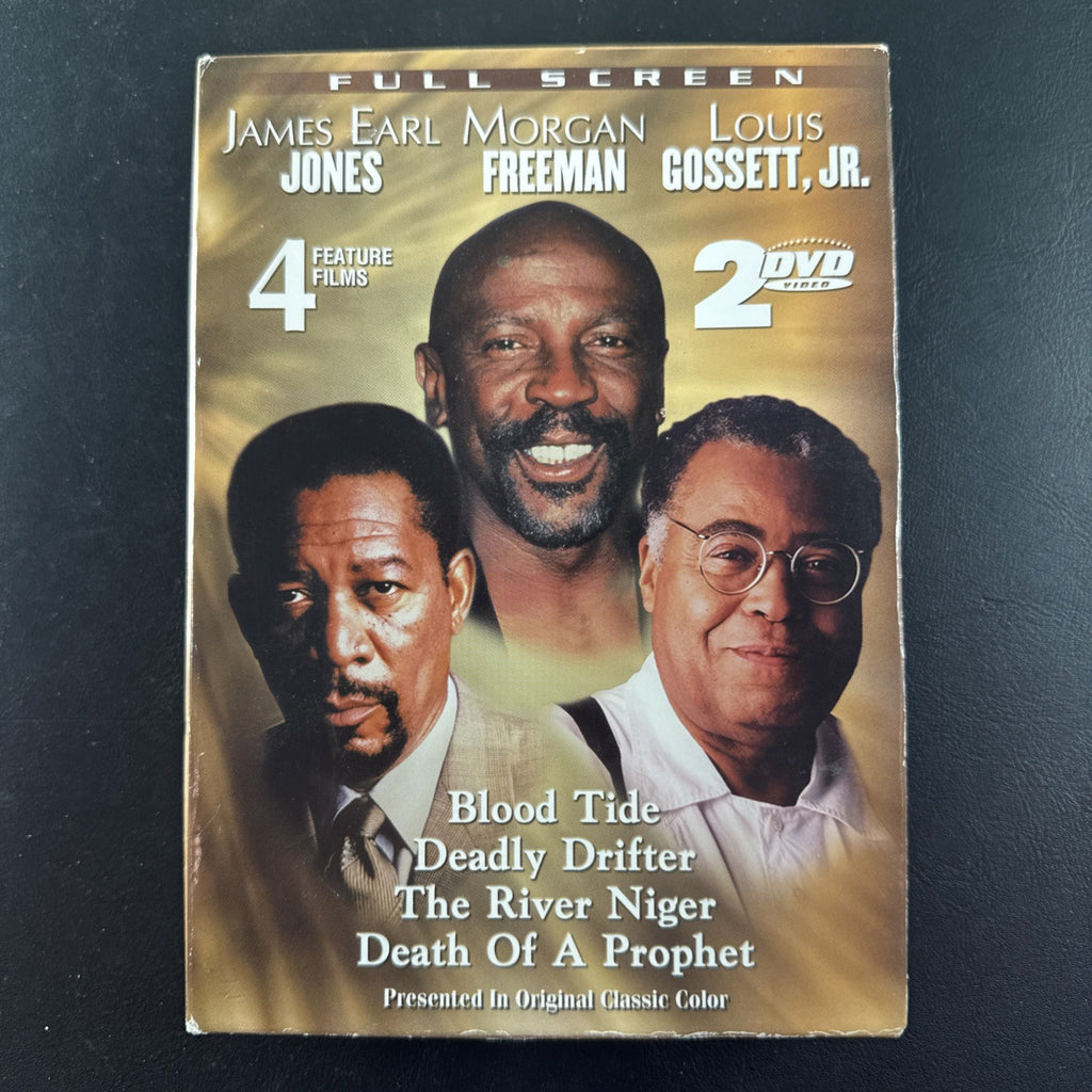 Four-movie DVD collection featuring Blood Tide, Deadly Drifter, The River Niger, and Death of a Prophet.