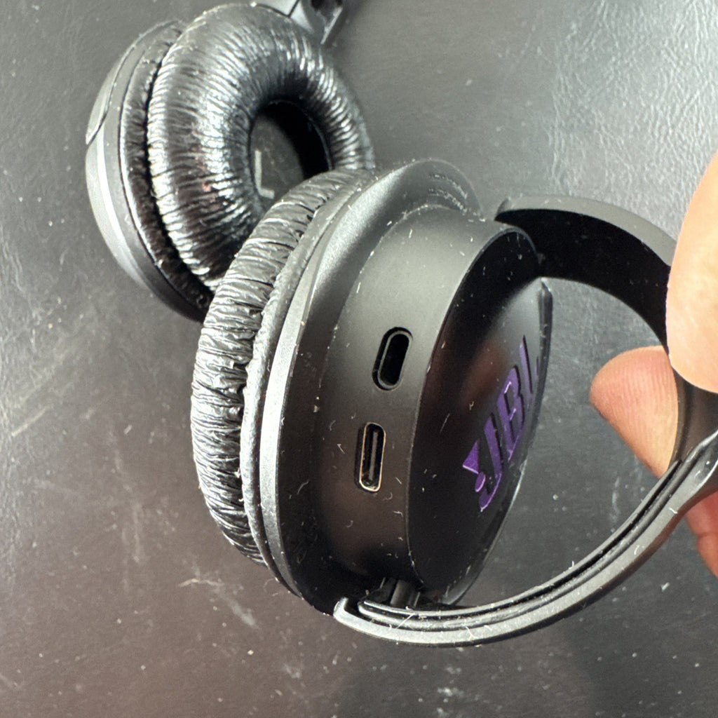 Black JBL Tune 510BT wireless on-ear Bluetooth headphones with foldable design