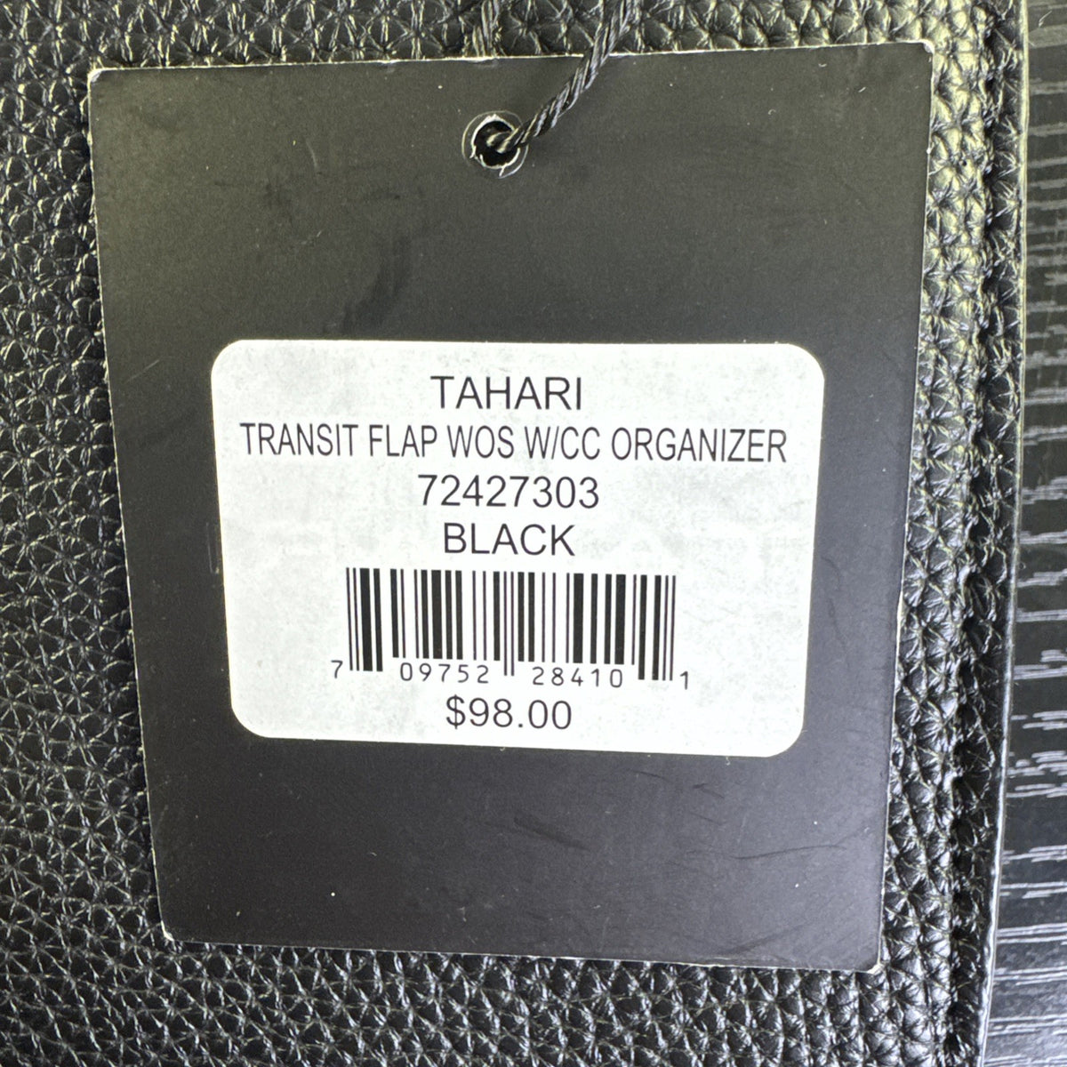 Tahari black pebbled faux leather crossbody bag with goldtone chain accent and magnetic flap closure