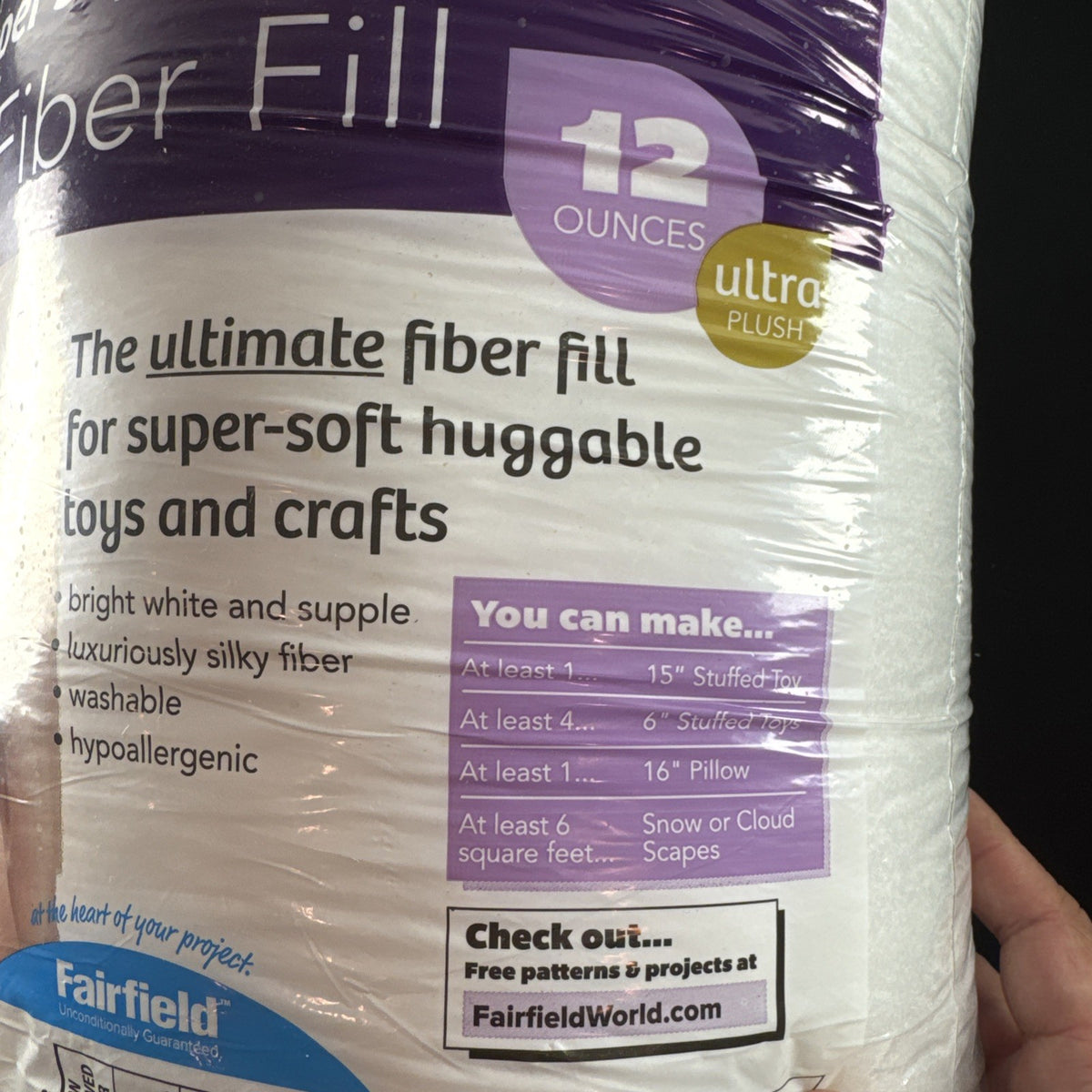 Ultra plush soft polyester fiberfill pillow stuffing made in the USA for sewing and crafts